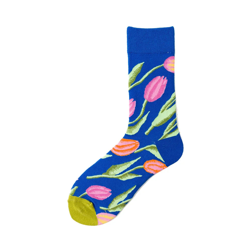 Novelty Happy Funny Men Graphic Socks Wholesale Combed Cotton Omelette Frog Crazy Burger Salmon Corn Avocado Bird Christmas Gift