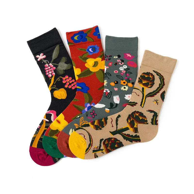 Novelty Happy Funny Men Graphic Socks Combed Cotton Omelette Frog Crazy Burger Salmon Corn Avocado Bird Fish Sock Christmas Gift