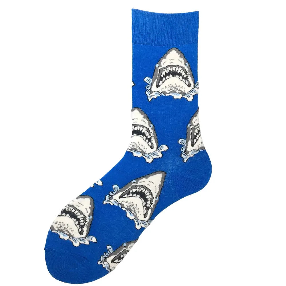 Novelty Happy Funny Men Graphic Socks Wholesale Combed Cotton Omelette Frog Crazy Burger Salmon Corn Avocado Bird Christmas Gift
