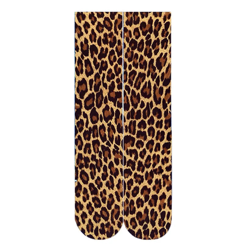 Leopard Snake Sexy Novelty Socks Women Funny Casual Cotton High Knee Socks Female Harajuku Happy Cartoon 3D Printed Men's Socks