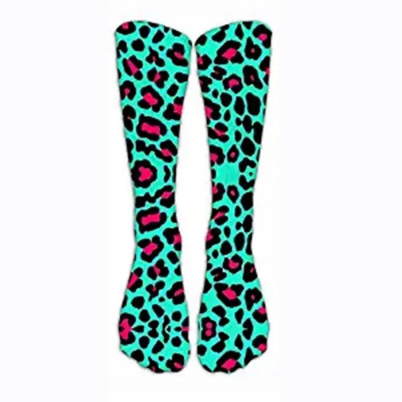 Leopard Snake Sexy Novelty Socks Women Funny Casual Cotton High Knee Socks Female Harajuku Happy Cartoon 3D Printed Men's Socks