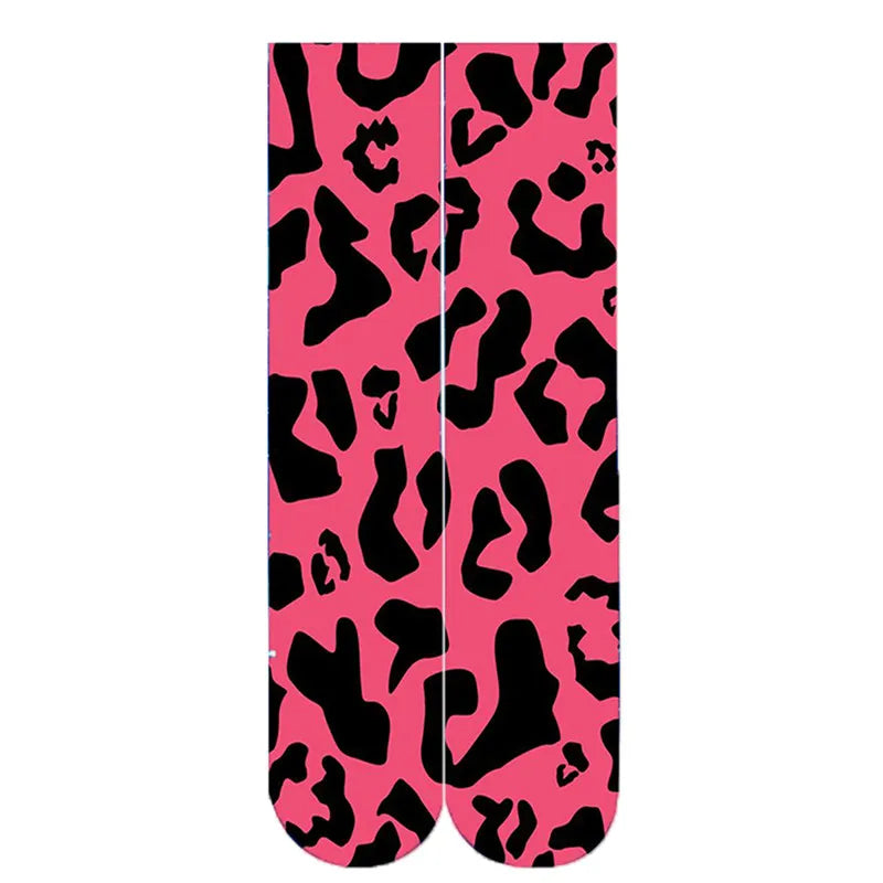 Leopard Snake Sexy Novelty Socks Women Funny Casual Cotton High Knee Socks Female Harajuku Happy Cartoon 3D Printed Men's Socks