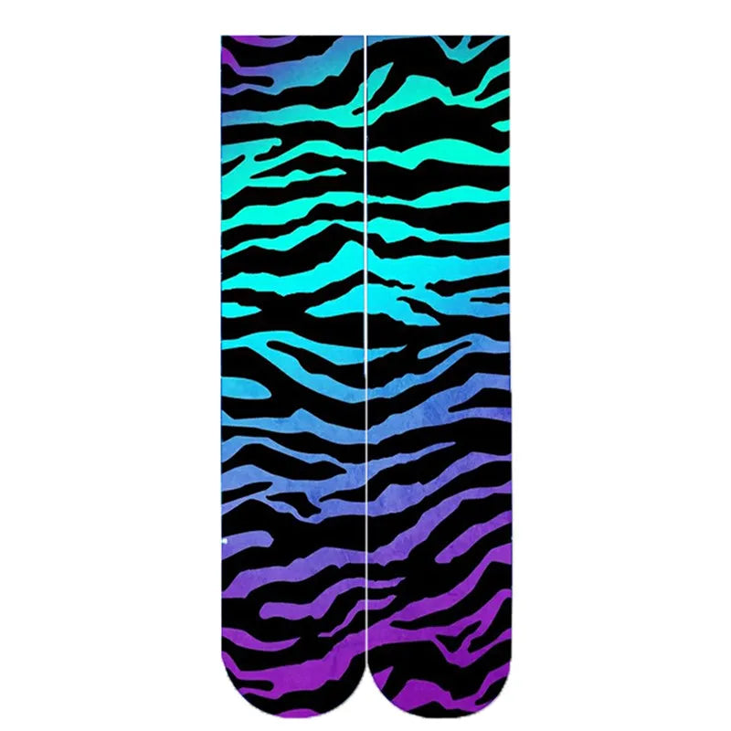 Leopard Snake Sexy Novelty Socks Women Funny Casual Cotton High Knee Socks Female Harajuku Happy Cartoon 3D Printed Men's Socks