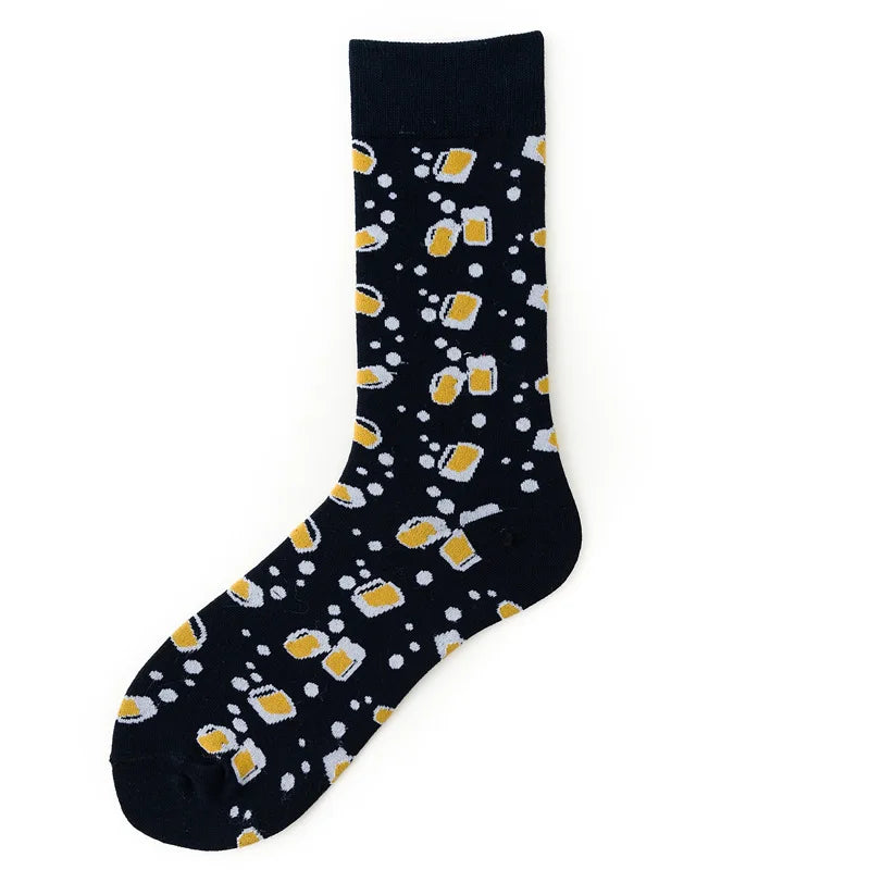 Novelty Happy Funny Men Graphic Socks Combed Cotton Omelette Frog Crazy Burger Salmon Corn Avocado Bird Fish Sock Christmas Gift