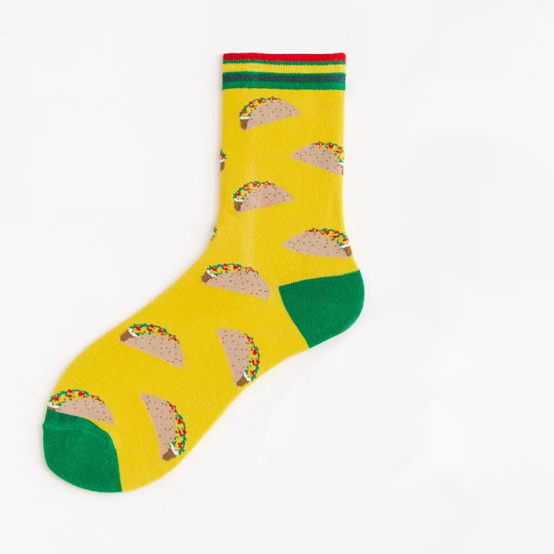 Novelty Happy Funny Men Graphic Socks Combed Cotton Omelette Frog Crazy Burger Salmon Corn Avocado Bird Fish Sock Christmas Gift