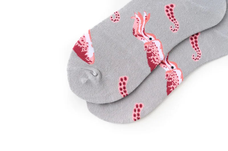 Novelty Happy Funny Men Graphic Socks Combed Cotton Omelette Frog Crazy Burger Salmon Corn Avocado Bird Fish Sock Christmas Gift