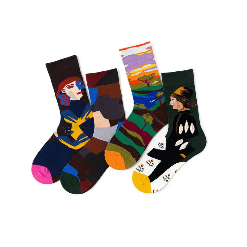 Novelty Happy Funny Men Graphic Socks Combed Cotton Omelette Frog Crazy Burger Salmon Corn Avocado Bird Fish Sock Christmas Gift
