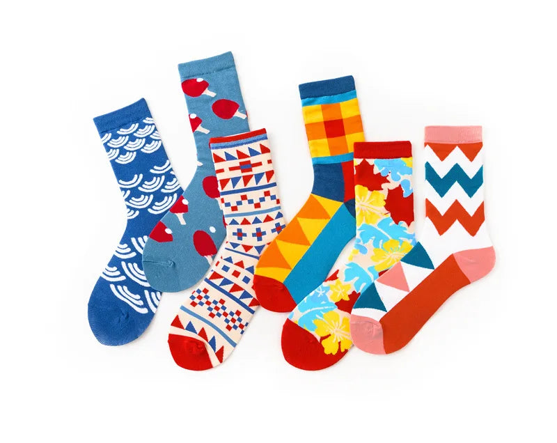 Novelty Happy Funny Men Graphic Socks Combed Cotton Omelette Frog Crazy Burger Salmon Corn Avocado Bird Fish Sock Christmas Gift