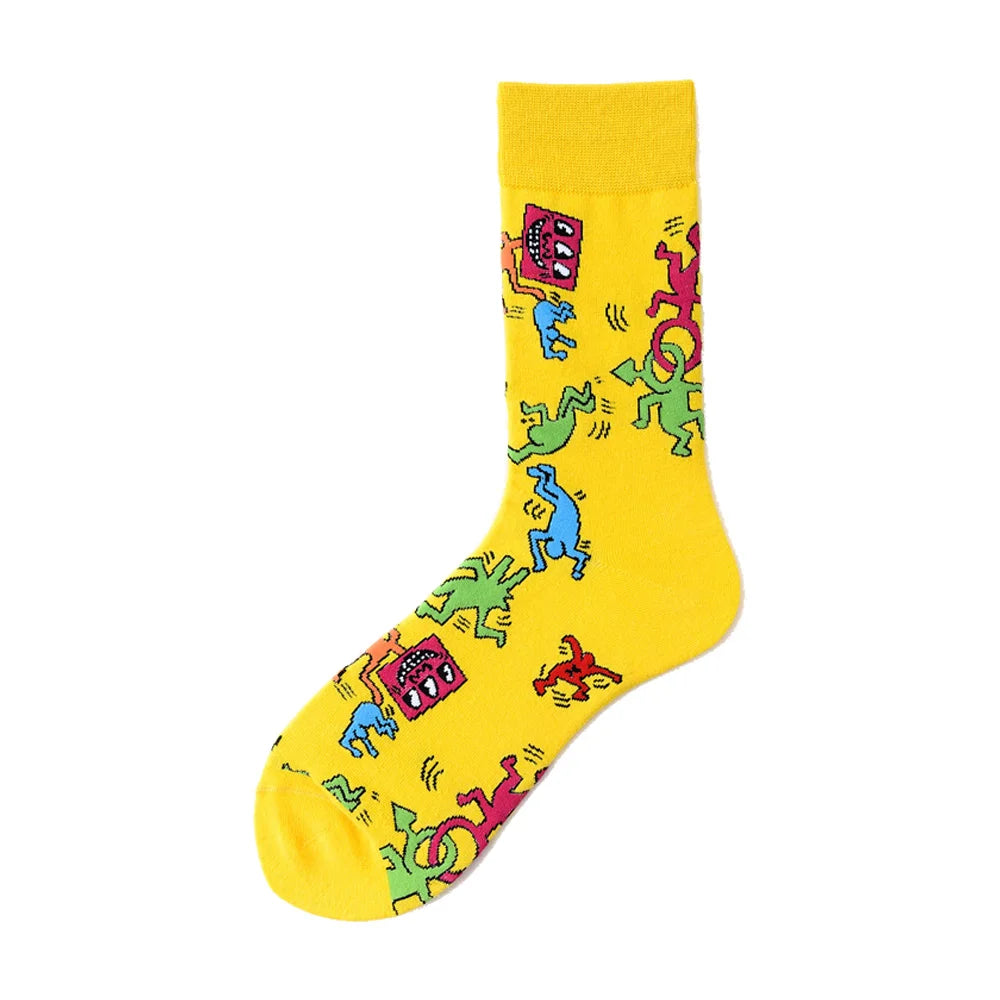 Novelty Happy Funny Men Graphic Socks Wholesale Combed Cotton Omelette Frog Crazy Burger Salmon Corn Avocado Bird Christmas Gift