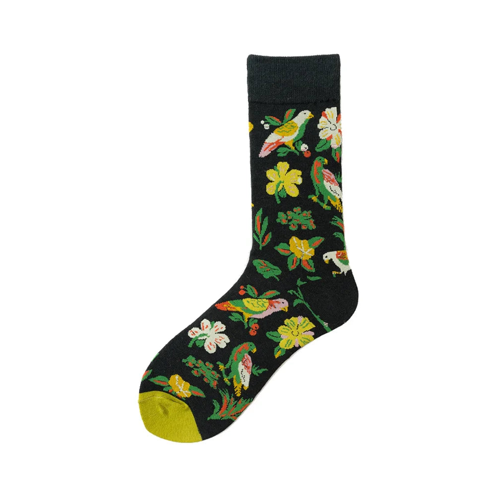 Novelty Happy Funny Men Graphic Socks Wholesale Combed Cotton Omelette Frog Crazy Burger Salmon Corn Avocado Bird Christmas Gift