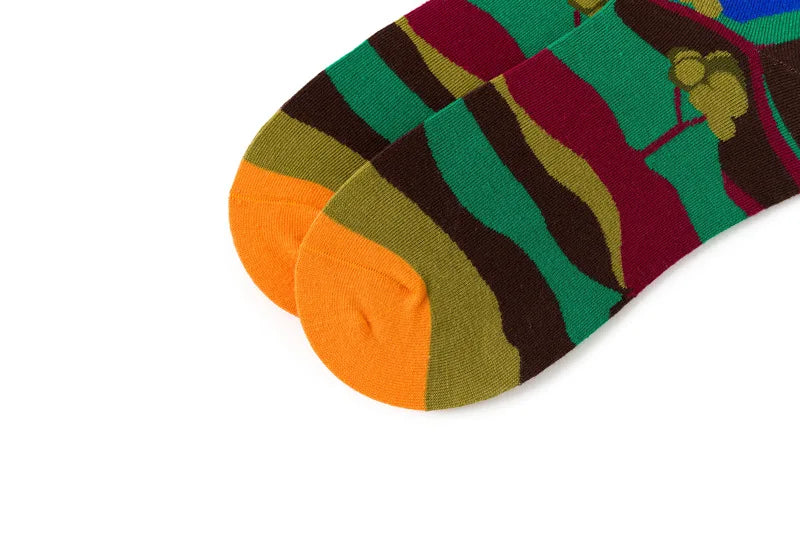 Novelty Happy Funny Men Graphic Socks Combed Cotton Omelette Frog Crazy Burger Salmon Corn Avocado Bird Fish Sock Christmas Gift