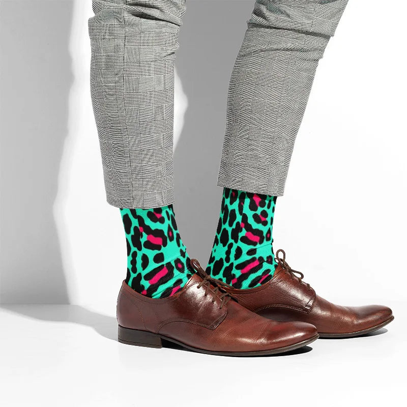 Leopard Snake Sexy Novelty Socks Women Funny Casual Cotton High Knee Socks Female Harajuku Happy Cartoon 3D Printed Men's Socks