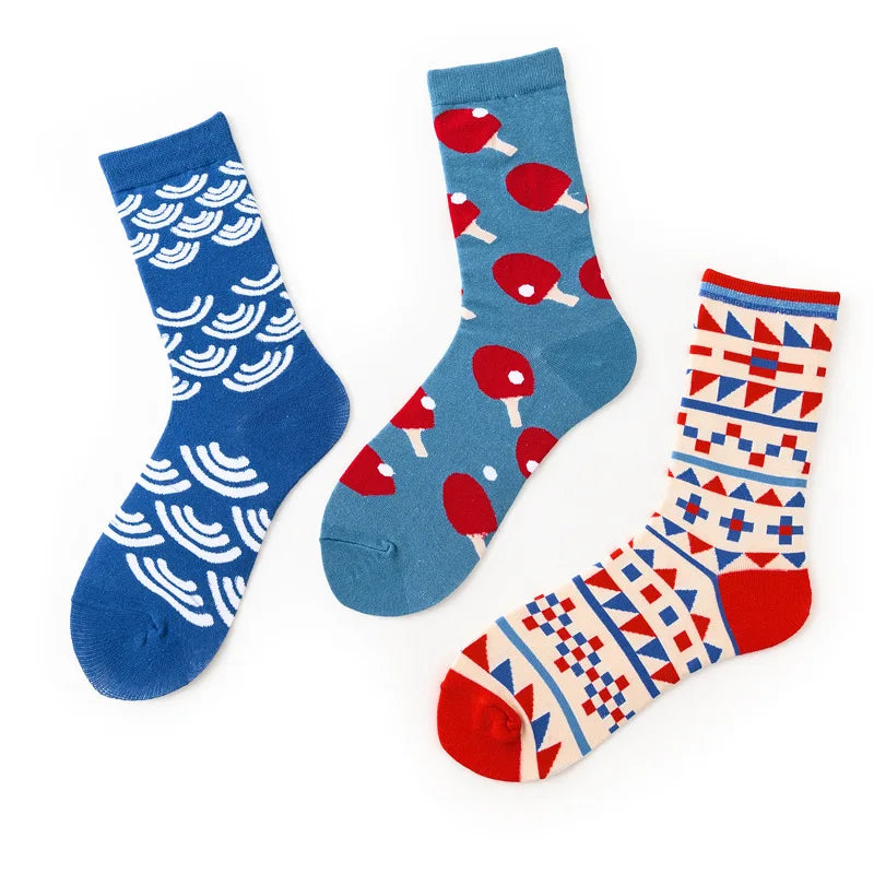 Novelty Happy Funny Men Graphic Socks Combed Cotton Omelette Frog Crazy Burger Salmon Corn Avocado Bird Fish Sock Christmas Gift