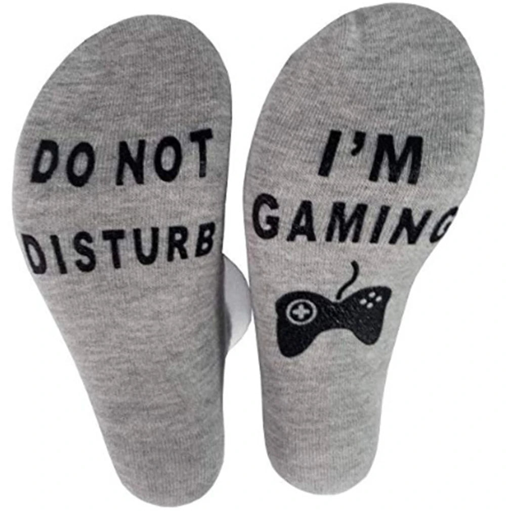 New Happy Funny Letters 'DO NOT DISTURB I AM BUSY GAMING' Socks Home Leisure Novelty Party Club Sokken Dropship