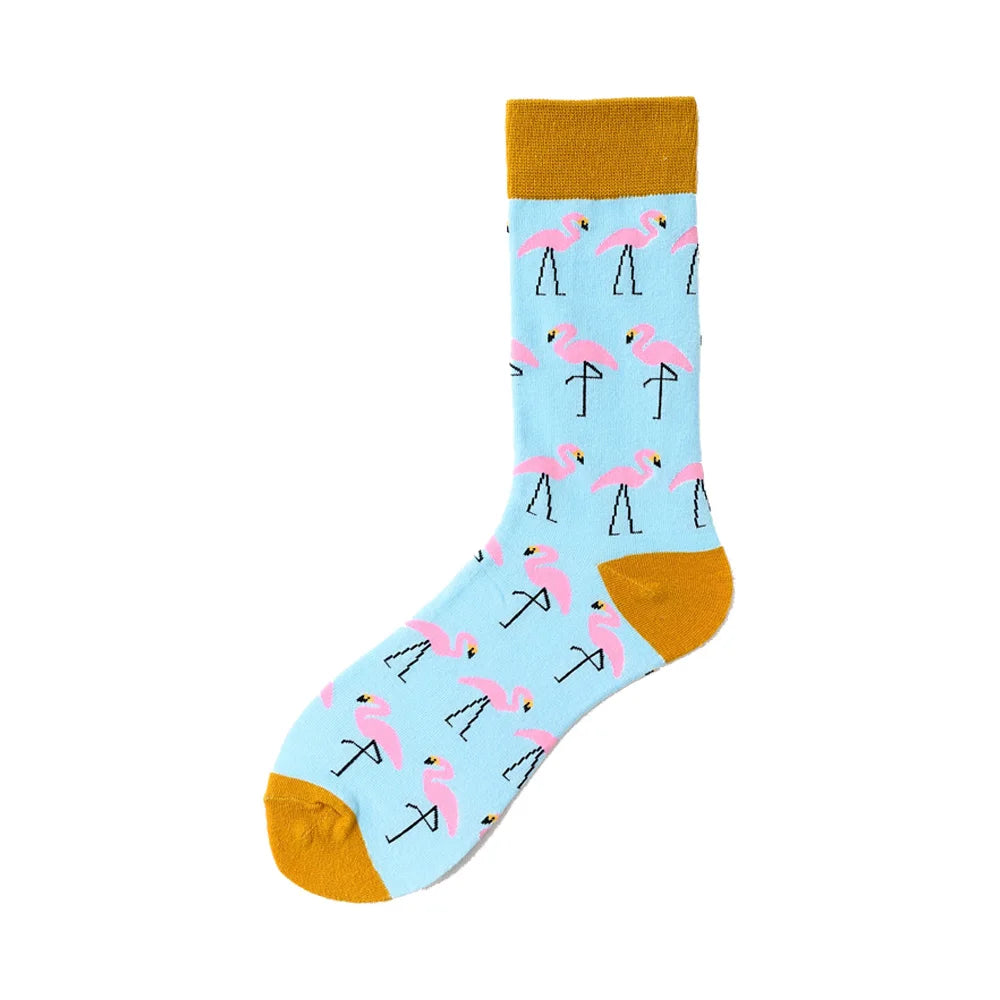 Novelty Happy Funny Men Graphic Socks Wholesale Combed Cotton Omelette Frog Crazy Burger Salmon Corn Avocado Bird Christmas Gift