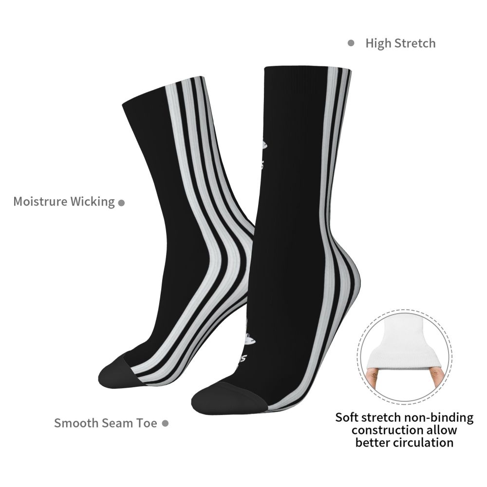 Novelty Printed Captain Stripes Epaulettes Socks for Women Men Stretchy Summer Autumn Winter Aviation Airplane Pilot Crew Socks