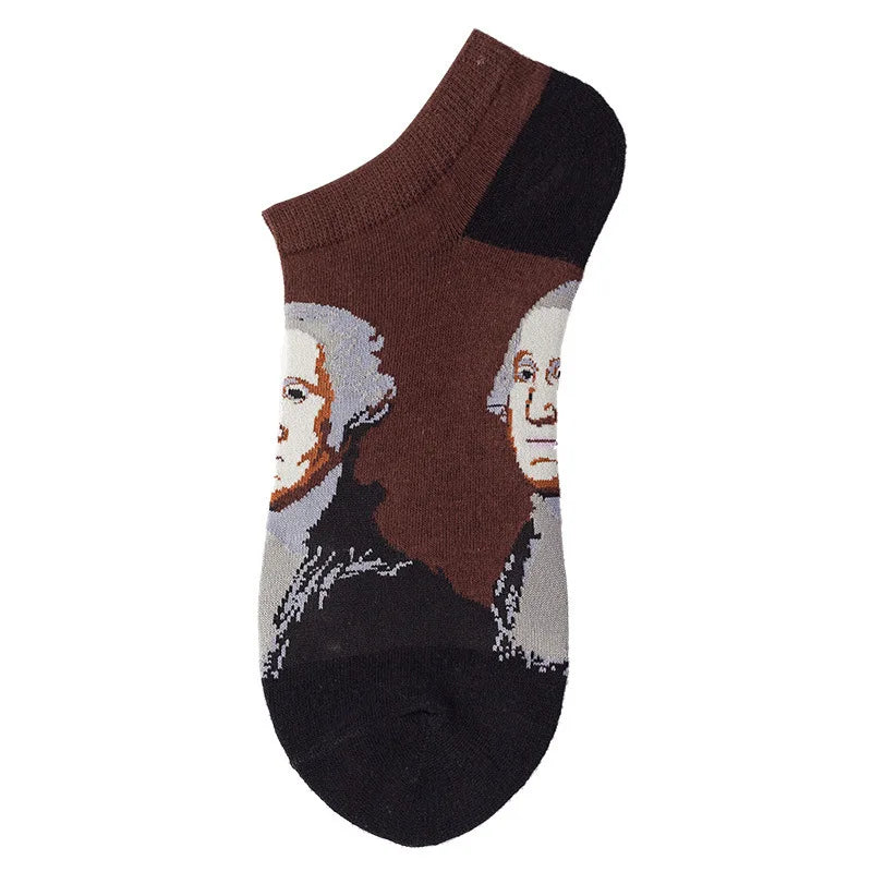 Novelty Men Short Socks Boat High Quality Geometric Fruit Sushi Colorful Pattern Fashion Socks