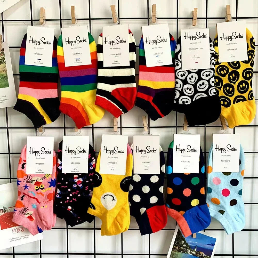 Novelty Happy Funny Mens Graphic Socks Summer Fruit Painting Dress Socks Low Cut SIZE 36-40