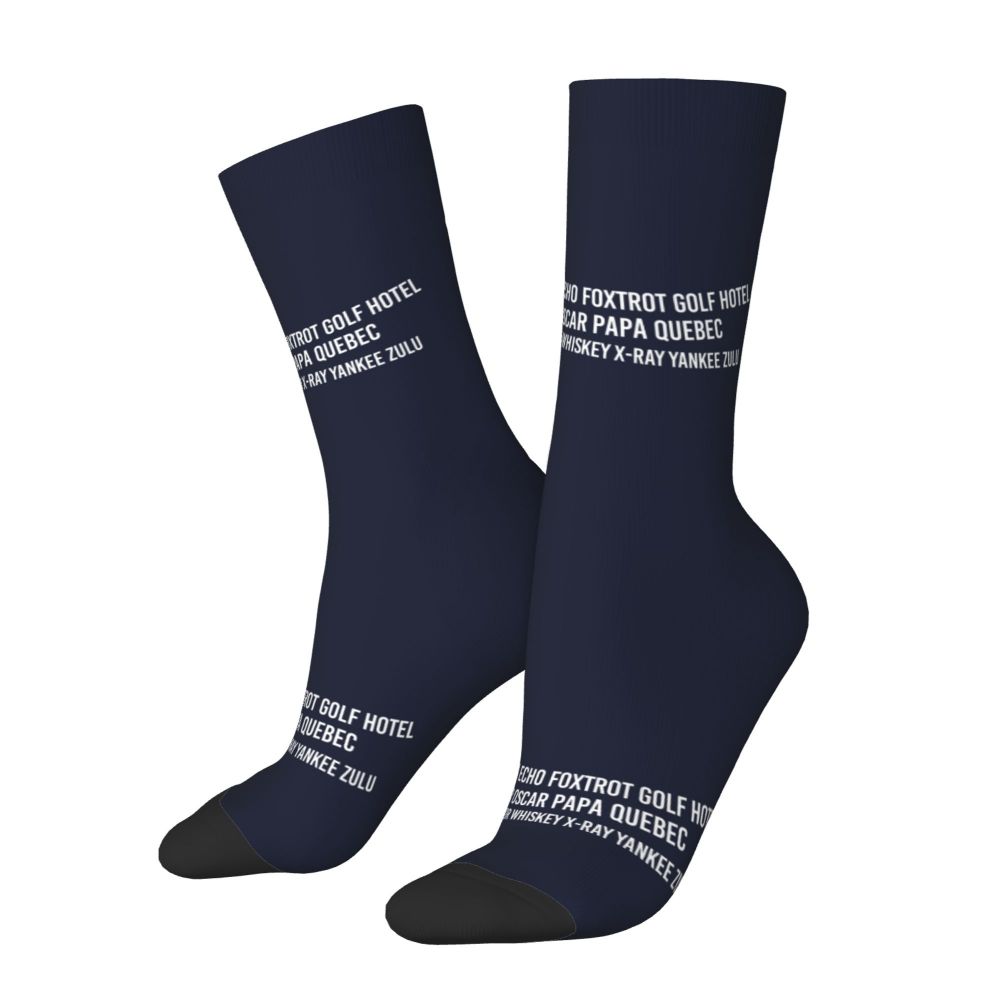 Novelty Printed Captain Stripes Epaulettes Socks for Women Men Stretchy Summer Autumn Winter Aviation Airplane Pilot Crew Socks