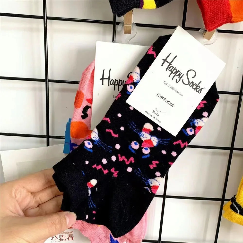 Novelty Happy Funny Mens Graphic Socks Summer Fruit Painting Dress Socks Low Cut SIZE 36-40