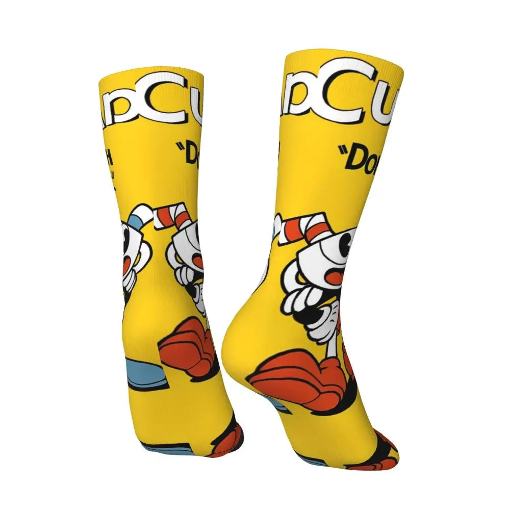 New Men's Socks Novelty Cuphead Sock Polyester Great Retro Game Graphic Women Socks Spring Summer Autumn Winter