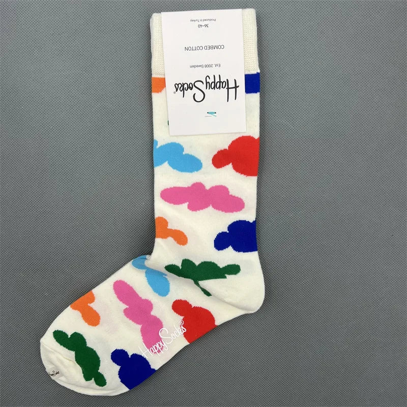 New Happy Socks All Over Cartoon Print Novelty Crew Socks 36-40