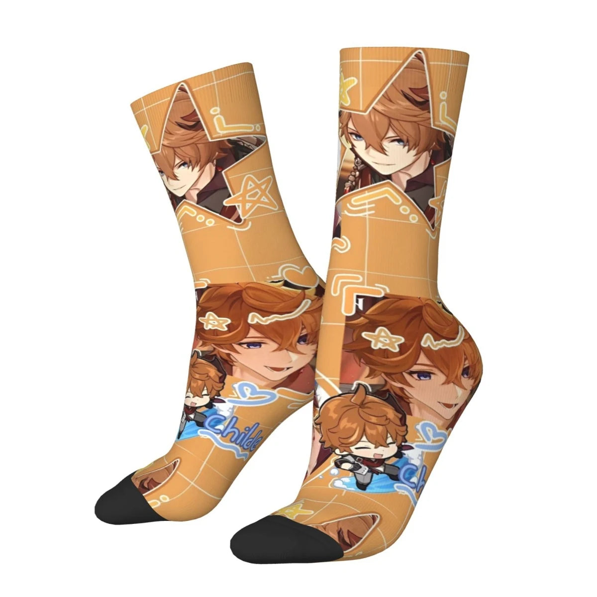 Fashion Men's Socks Novelty Childe Tartaglia Face Meme Sock Genshin Impact High Quality Women Socks Spring Summer Autumn Winter