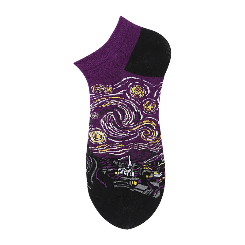Novelty Men Short Socks Boat High Quality Geometric Fruit Sushi Colorful Pattern Fashion Socks