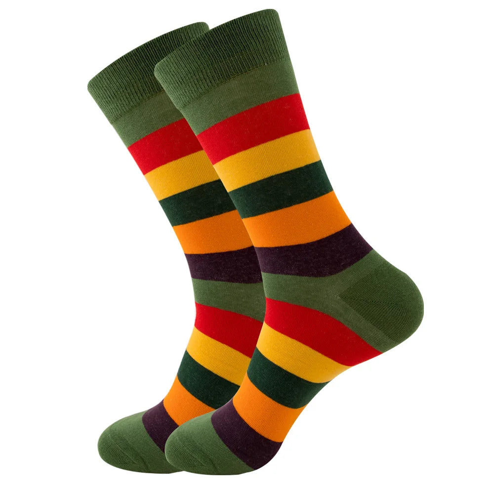 1 pair New Happy Mens Socks Women Novelty Cartoon Sock Combed Cotton Funny Men's Big Size Crew Hip Hop Thick Long Socks