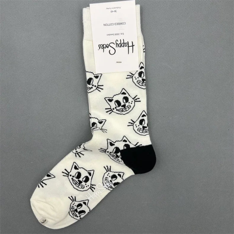 New Happy Socks All Over Cartoon Print Novelty Crew Socks 36-40