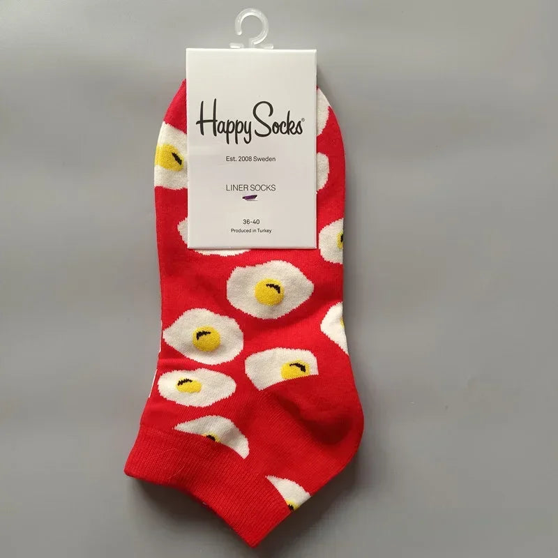 Novelty Happy Funny Mens Graphic Socks Summer Fruit Painting Dress Socks Low Cut SIZE 36-40