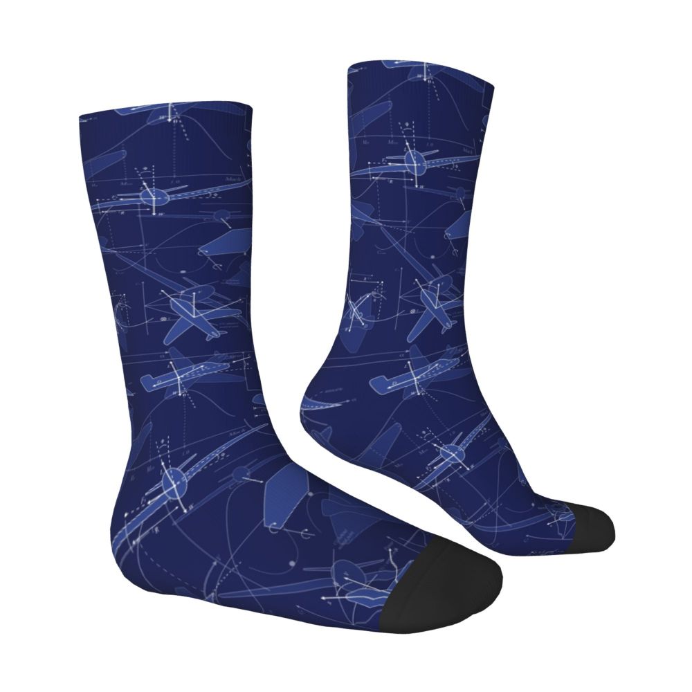 Novelty Printed Captain Stripes Epaulettes Socks for Women Men Stretchy Summer Autumn Winter Aviation Airplane Pilot Crew Socks