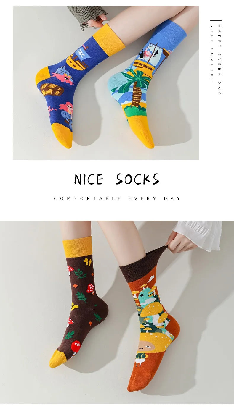 Men's Novelty Socks Men's Fun Dress Socks AB Styles Fashion  Personality Cartoon Colorful Funky Fancy Crazy Funny Casual Socks