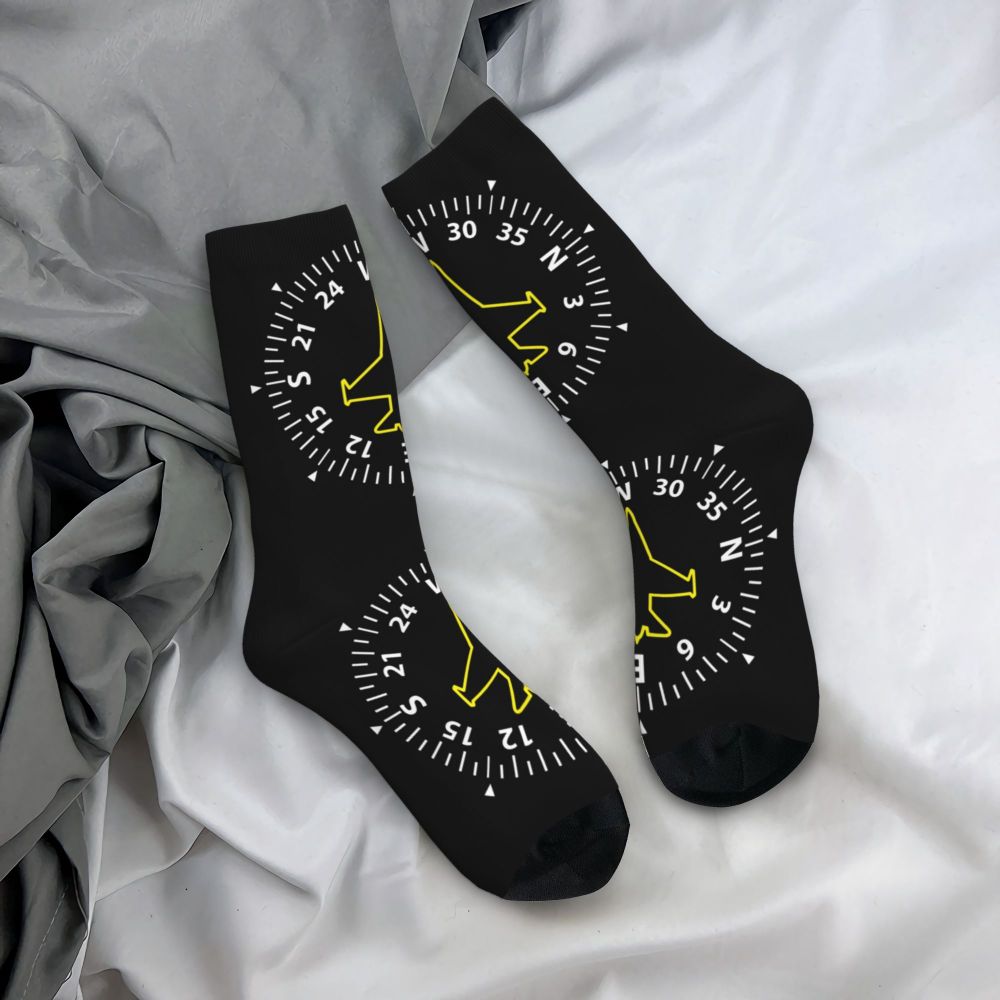 Novelty Printed Captain Stripes Epaulettes Socks for Women Men Stretchy Summer Autumn Winter Aviation Airplane Pilot Crew Socks
