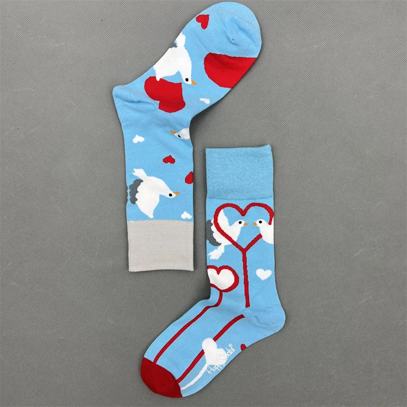 New Happy Socks All Over Cartoon Print Novelty Crew Socks 36-40