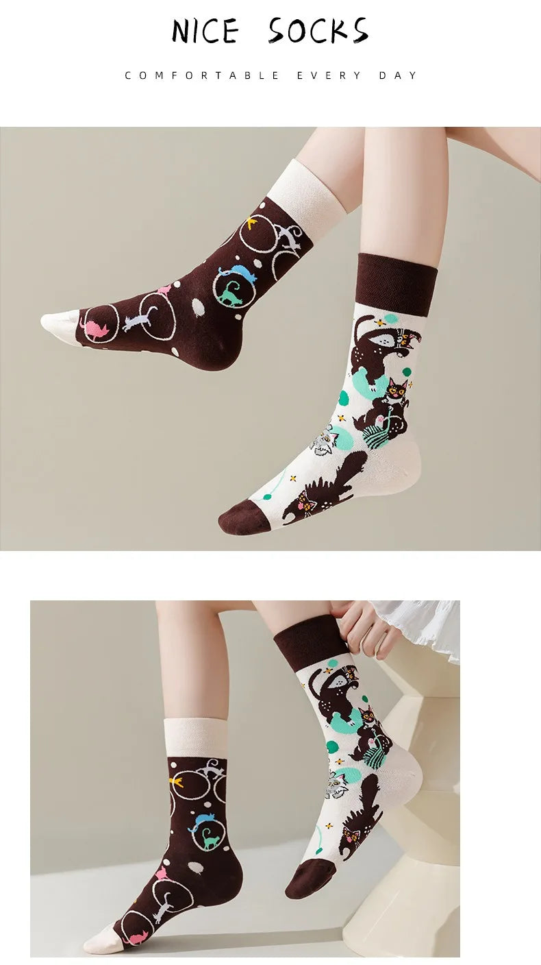 Men's Novelty Socks Men's Fun Dress Socks AB Styles Fashion  Personality Cartoon Colorful Funky Fancy Crazy Funny Casual Socks