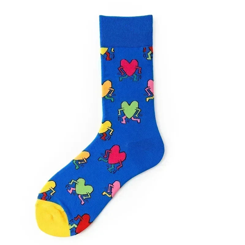Novelty Happy Funny Men Graphic Socks Combed Cotton Omelette Frog Crazy Burger Salmon Corn Avocado Bird Fish Sock Christmas Gift