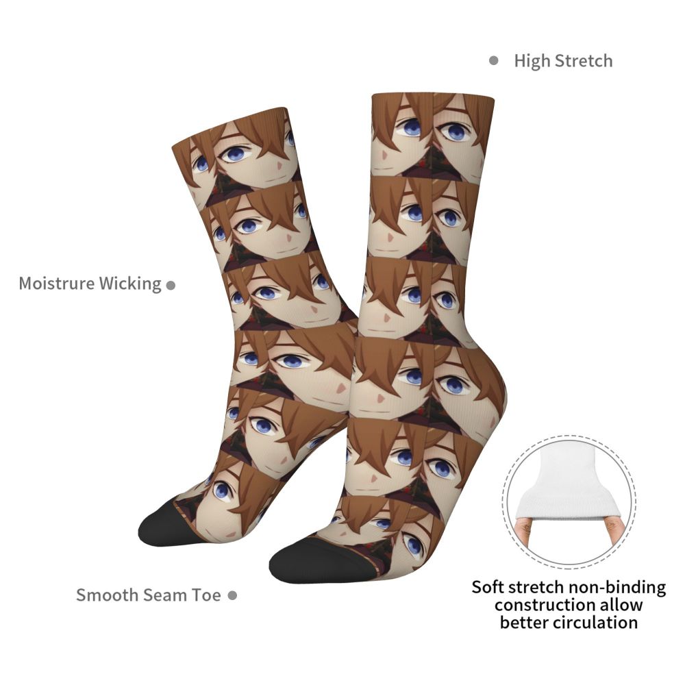 Fashion Men's Socks Novelty Childe Tartaglia Face Meme Sock Genshin Impact High Quality Women Socks Spring Summer Autumn Winter
