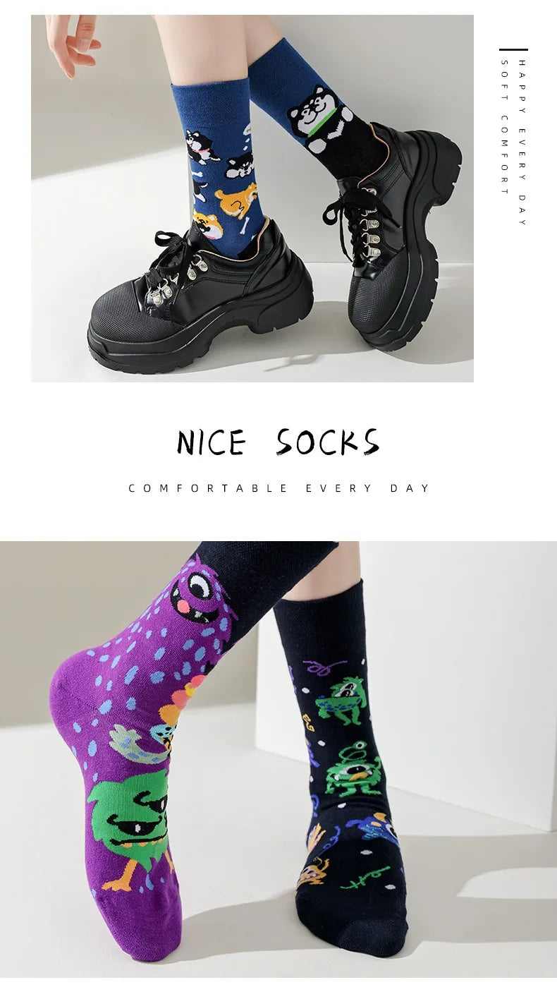 Men's Novelty Socks Men's Fun Dress Socks AB Styles Fashion  Personality Cartoon Colorful Funky Fancy Crazy Funny Casual Socks