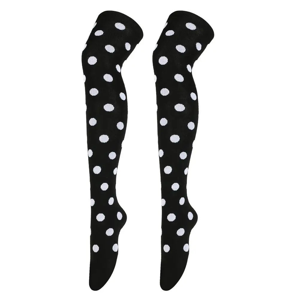 Novelty Polka Dot Thigh High Stockings Ladybug 80s 90s Red Black Dot Socks Knee High Socks for Women