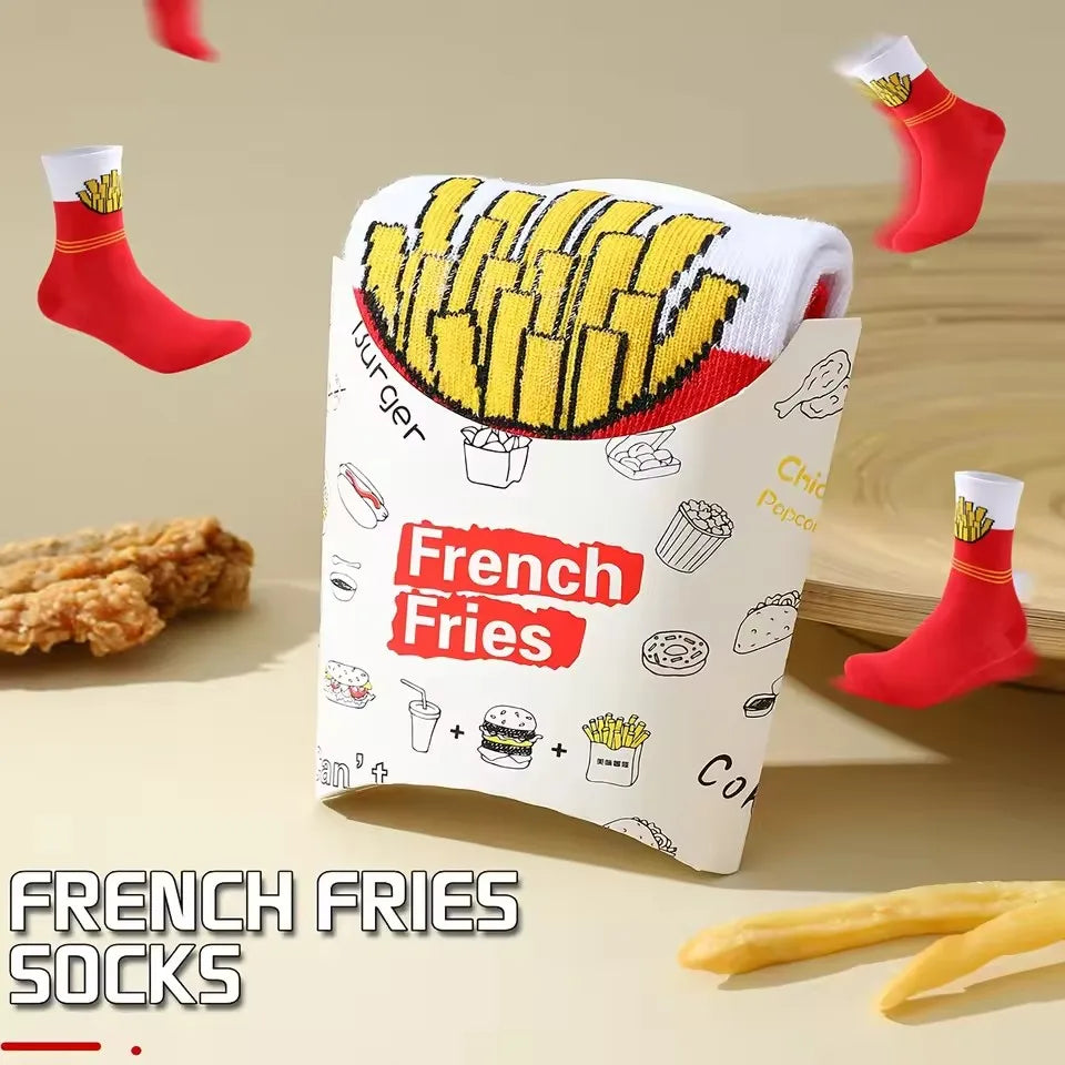 Novelty and fun Socks Red fries pattern gift socks, leisure versatile.suitable for Halloween Christmas Valentine's Day Gifts