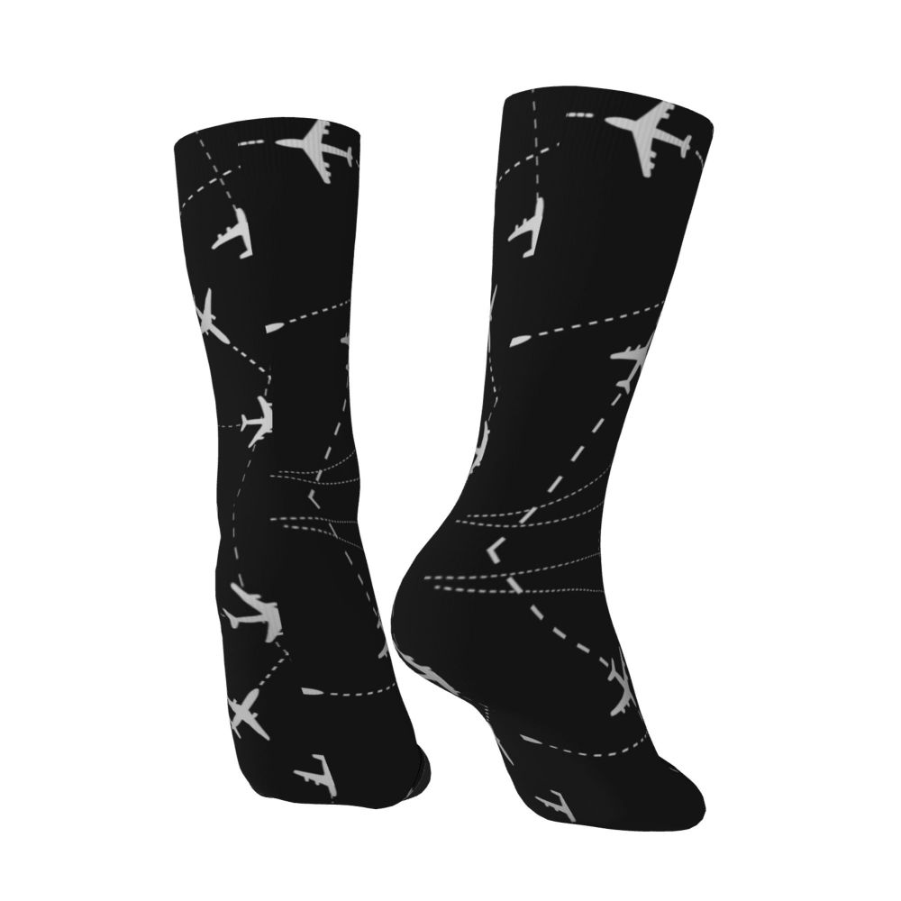 Novelty Printed Captain Stripes Epaulettes Socks for Women Men Stretchy Summer Autumn Winter Aviation Airplane Pilot Crew Socks