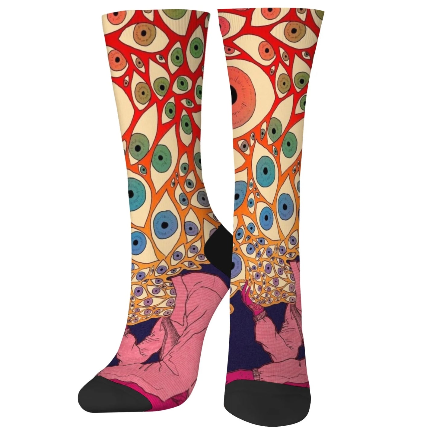 1 Pair 2025 New Unisex Socks Whimsical Novelty Cartoon Intricate Multicolored Eye Patterns Design Comfort Fashion Stocking