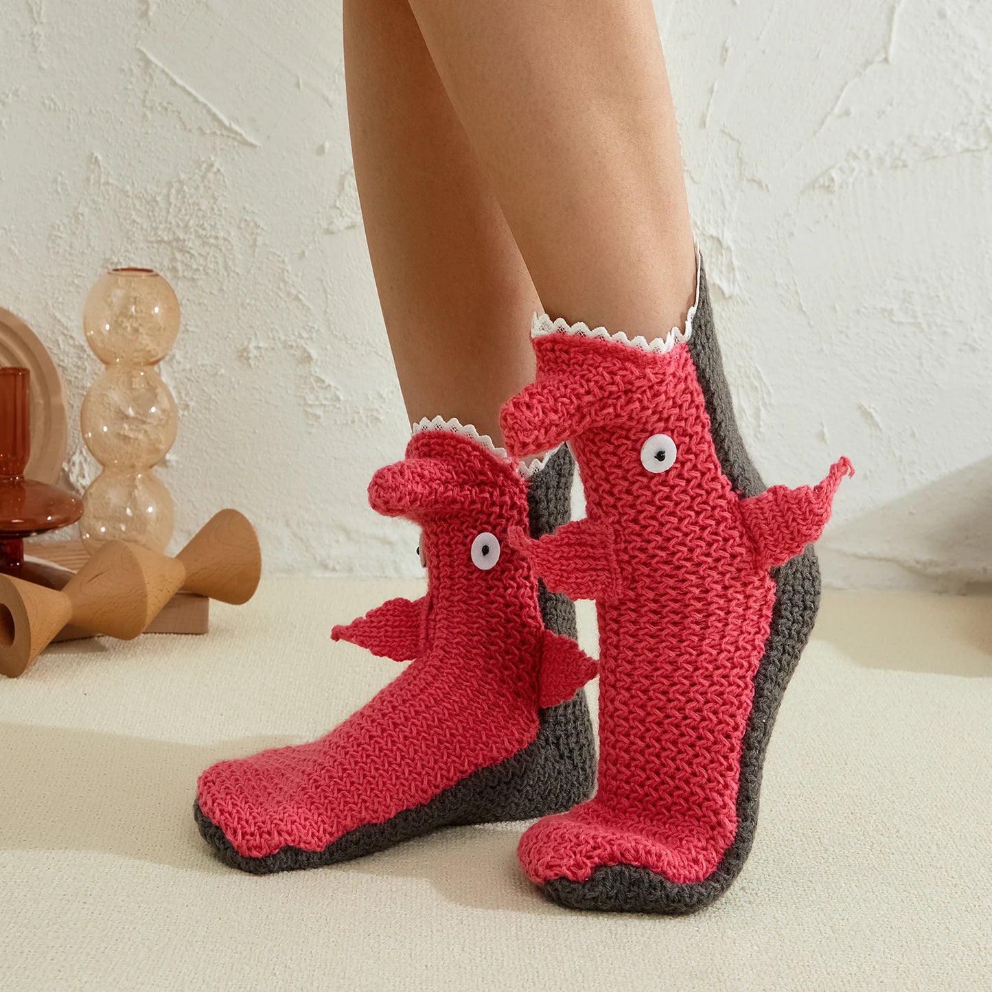 Funny Animal Socks for Adult Christmas Novelty Crocodile Floor Socks Creative 3D Chameleon Shark Socks Thick Knit 2022 Winter