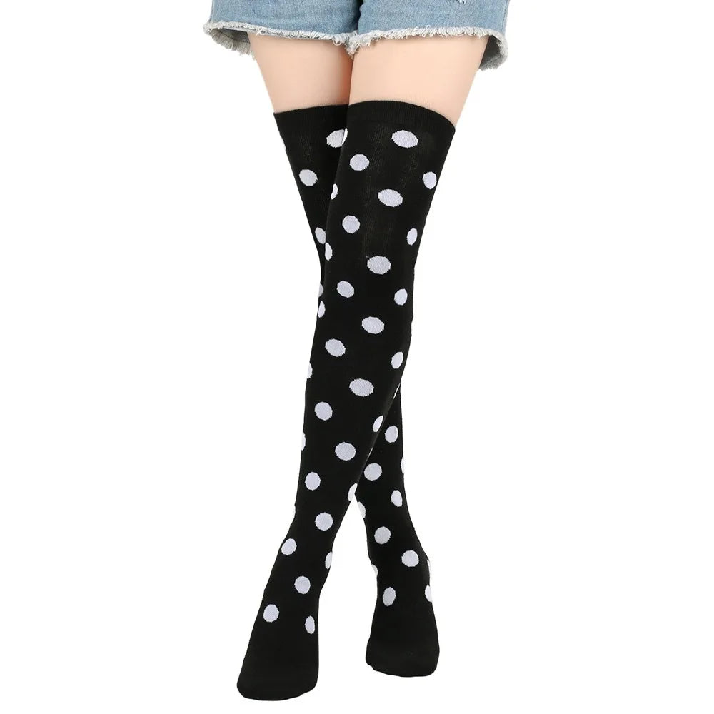 Novelty Polka Dot Thigh High Stockings Ladybug 80s 90s Red Black Dot Socks Knee High Socks for Women