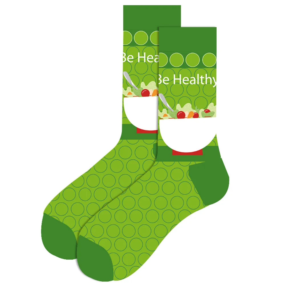 1 pair New Happy Mens Socks Women Novelty Cartoon Sock Combed Cotton Funny Men's Big Size Crew Hip Hop Thick Long Socks