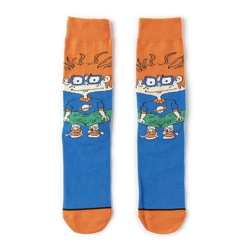 5/10/20pairs Unisex Cartoon Anime Socks, Fashion Novelty Funny Socks, Skateboard Socks, Women Men's Socks & Hosiery
