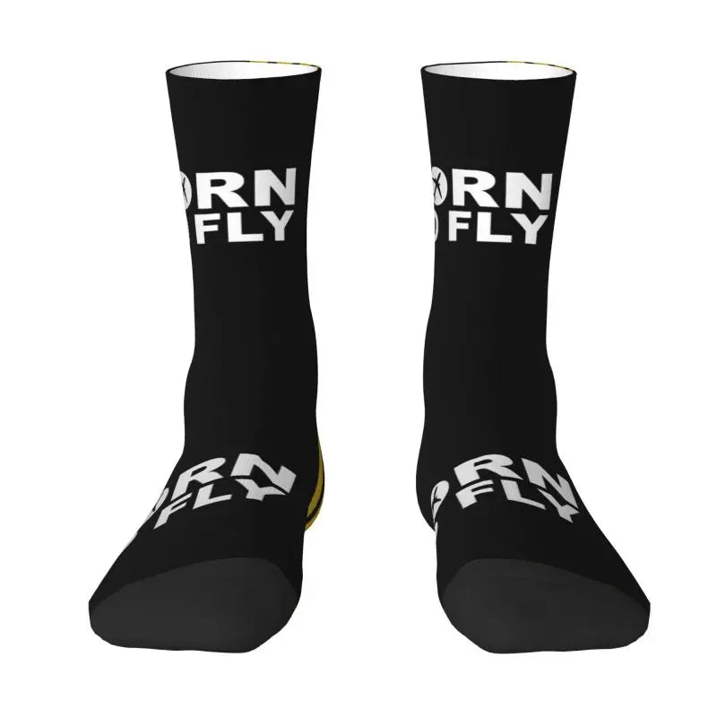 Novelty Printed Captain Stripes Epaulettes Socks for Women Men Stretchy Summer Autumn Winter Aviation Airplane Pilot Crew Socks