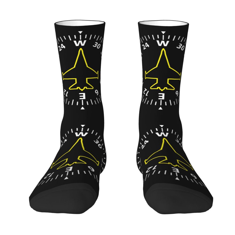 Novelty Printed Captain Stripes Epaulettes Socks for Women Men Stretchy Summer Autumn Winter Aviation Airplane Pilot Crew Socks