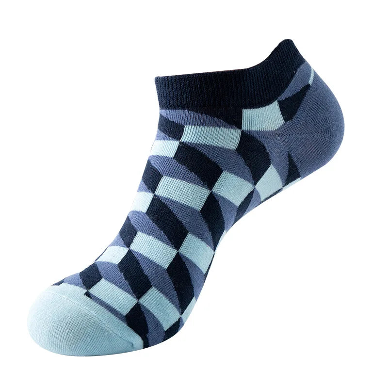 Novelty Men Short Socks Boat High Quality Geometric Fruit Sushi Colorful Pattern Fashion Socks